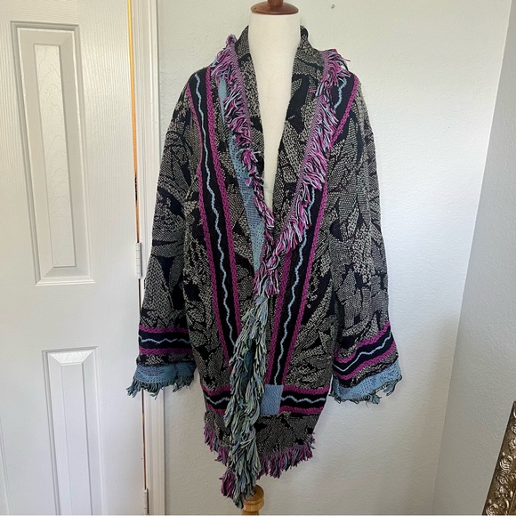 Blanket Cotton Coat Bird Aztec Print - Picture 5 of 15